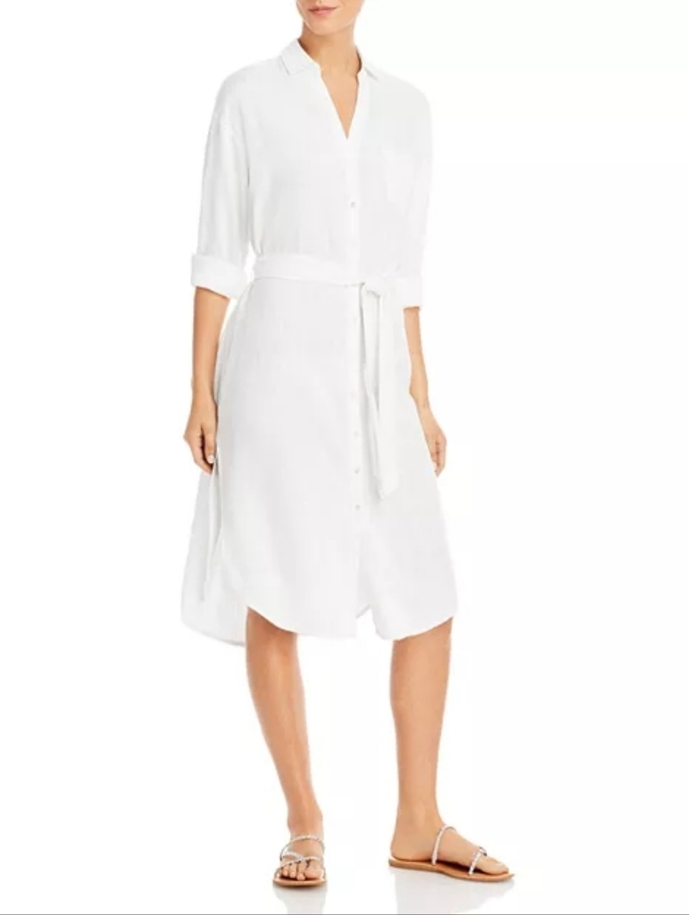 l*space White High-Low Shirt Dress Cover-up with Tie Waist